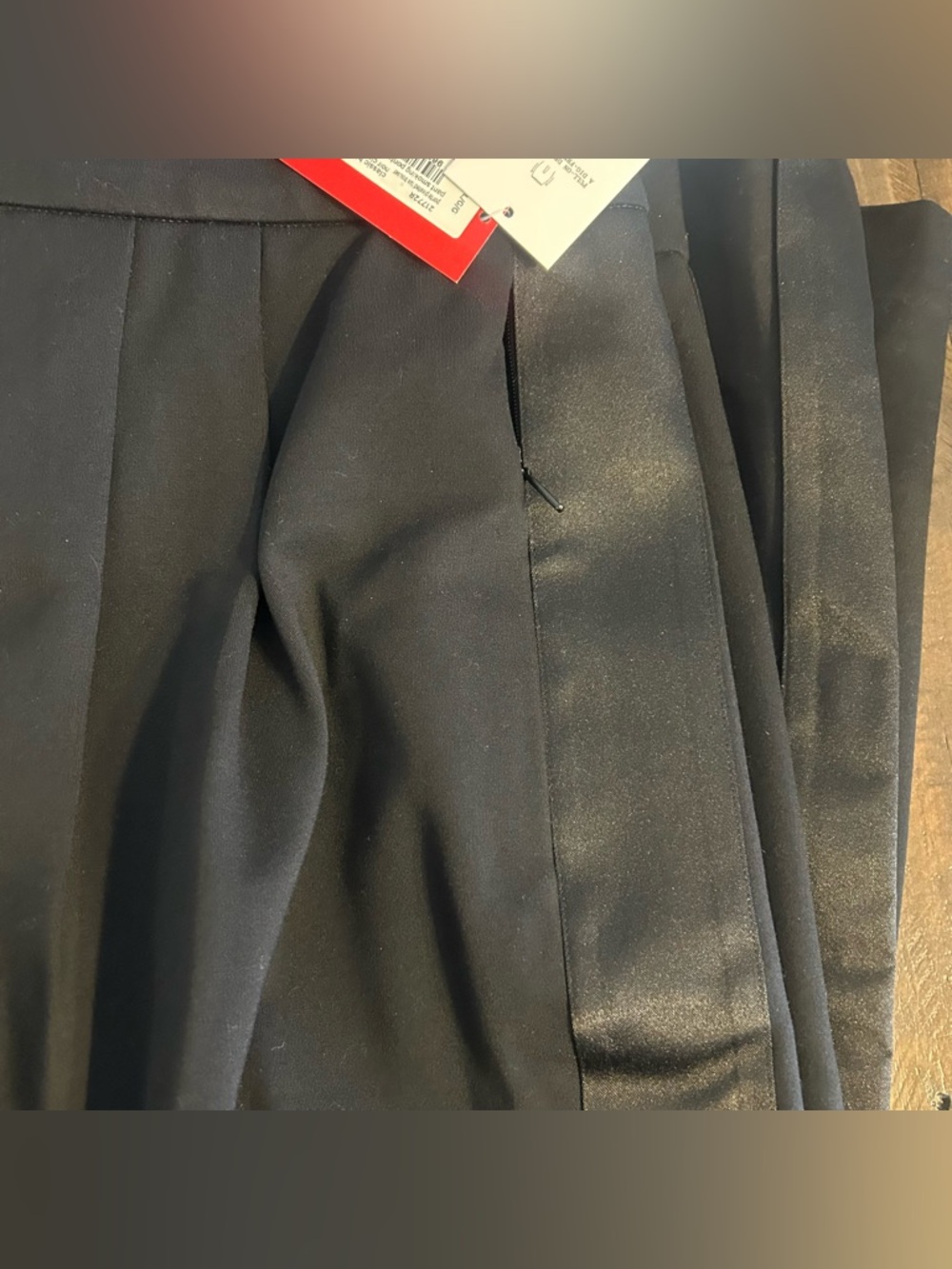 SPANX Ponte Pleated Barrel Leg Trouser with Tuxedo Stripe Black Pants NWT - Picture 8 of 11
